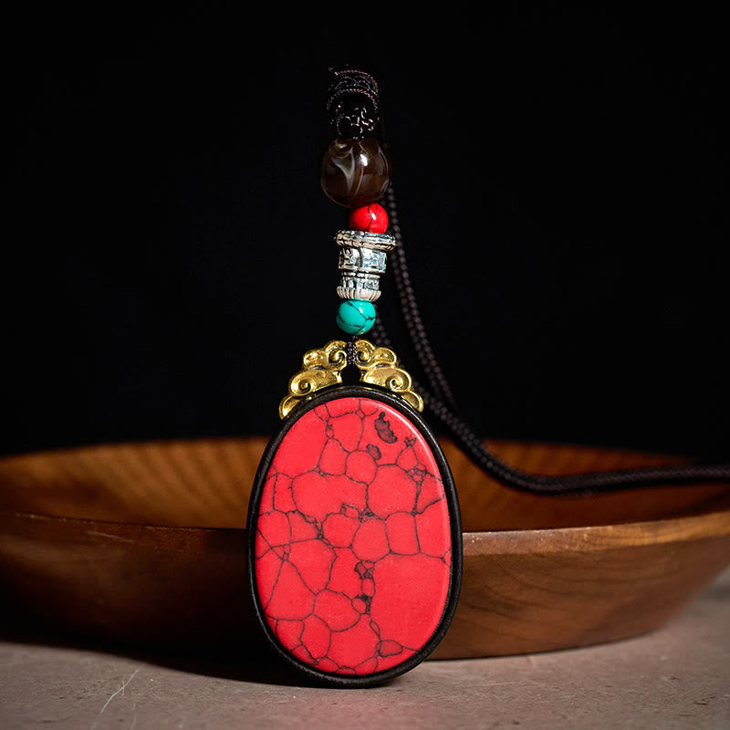 Nimara Ritual Ebony Wood Wisdom Handmade Tribal Oval Necklace
