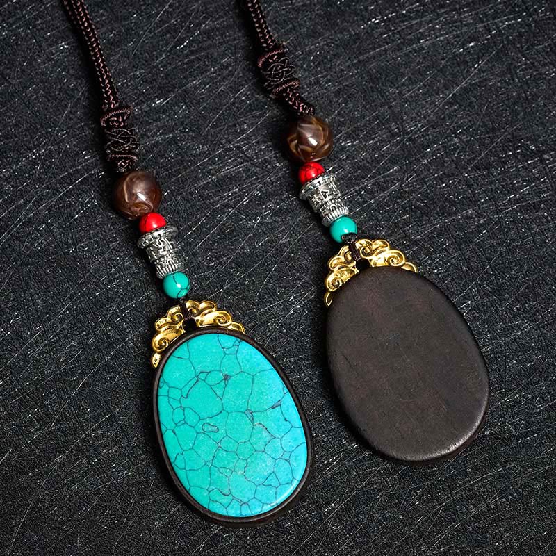 Nimara Ritual Ebony Wood Wisdom Handmade Tribal Oval Necklace