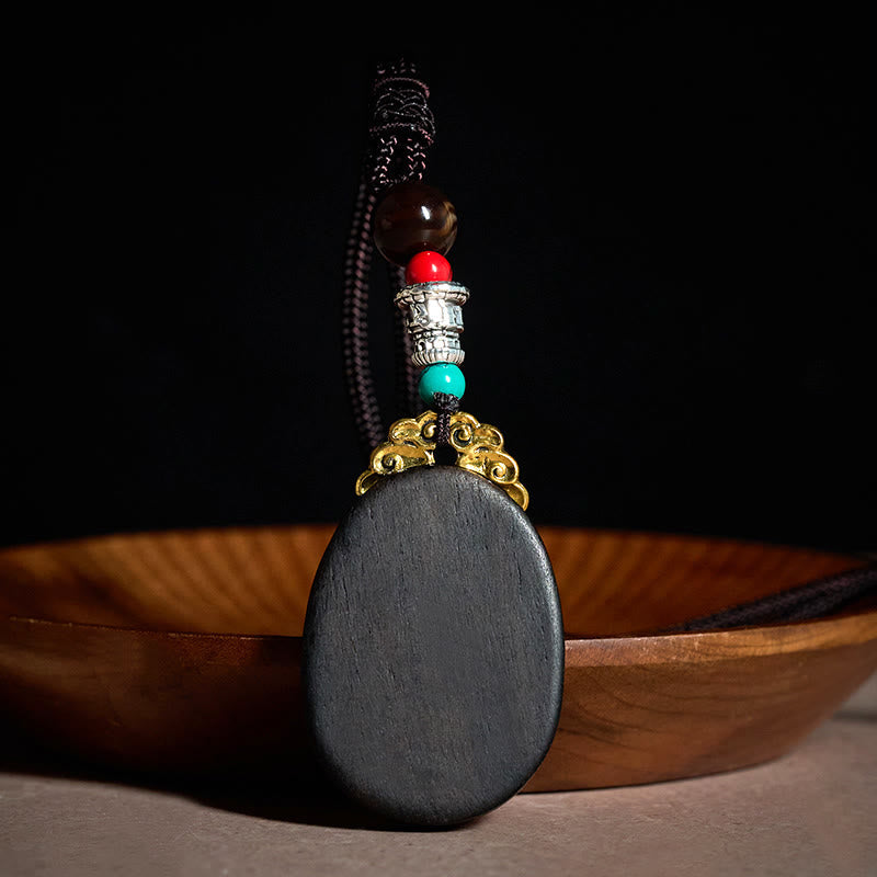 Nimara Ritual Ebony Wood Wisdom Handmade Tribal Oval Necklace