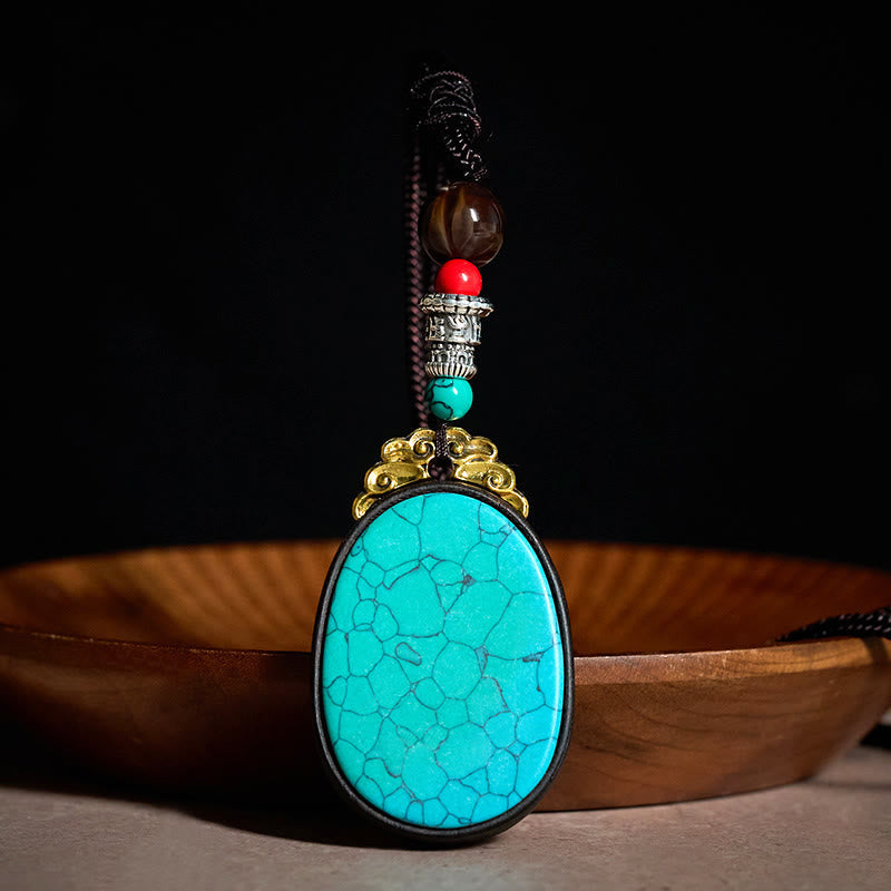 Nimara Ritual Ebony Wood Wisdom Handmade Tribal Oval Necklace