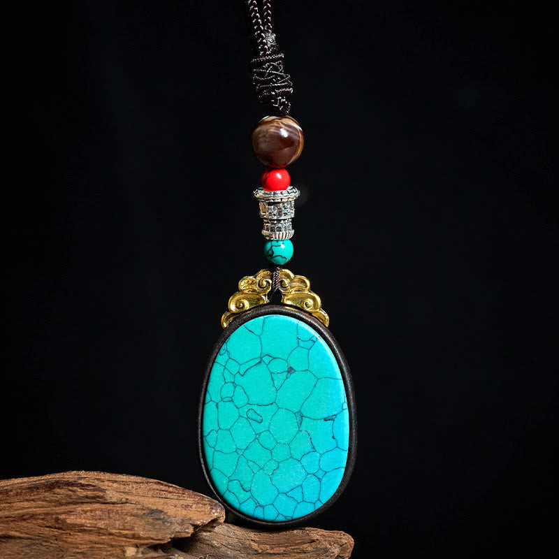 Nimara Ritual Ebony Wood Wisdom Handmade Tribal Oval Necklace