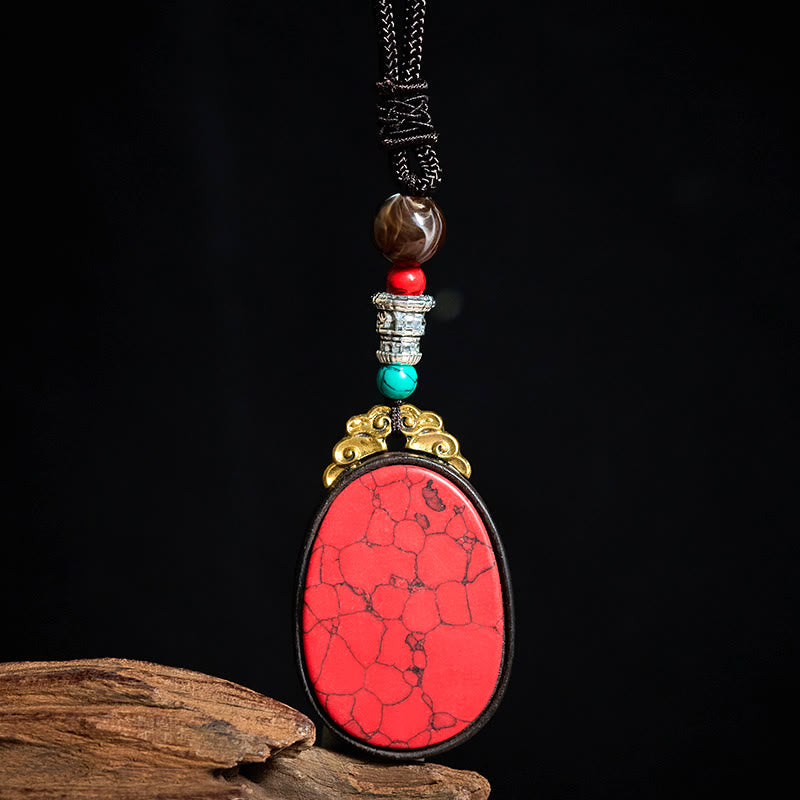 Nimara Ritual Ebony Wood Wisdom Handmade Tribal Oval Necklace
