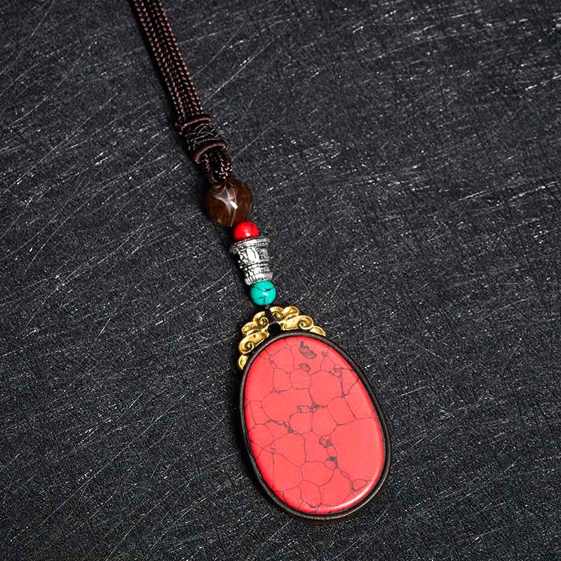 Nimara Ritual Ebony Wood Wisdom Handmade Tribal Oval Necklace