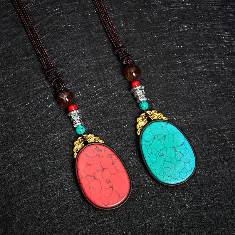 Nimara Ritual Ebony Wood Wisdom Handmade Tribal Oval Necklace