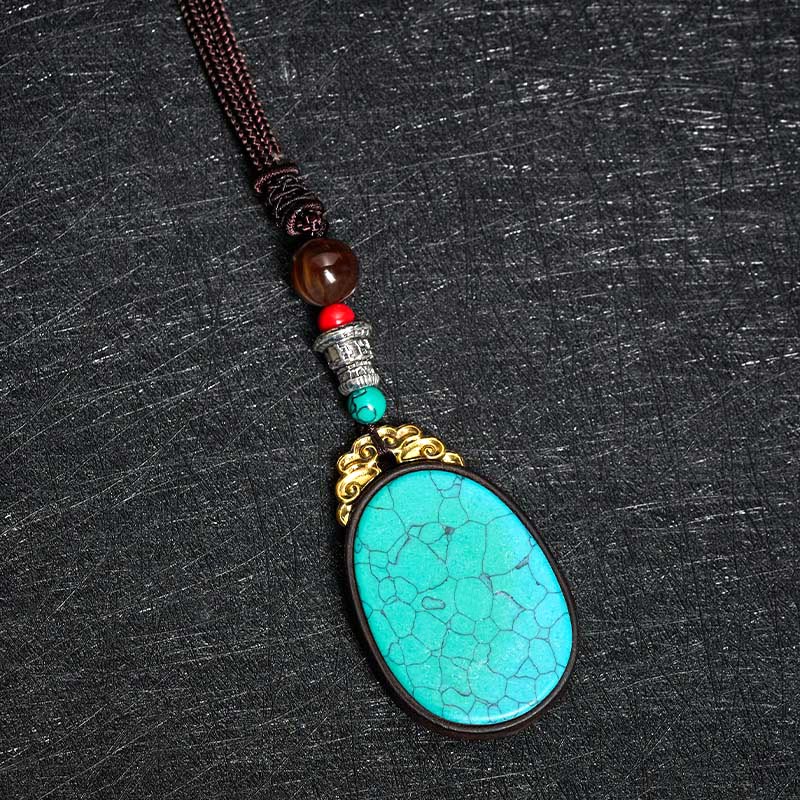 Nimara Ritual Ebony Wood Wisdom Handmade Tribal Oval Necklace