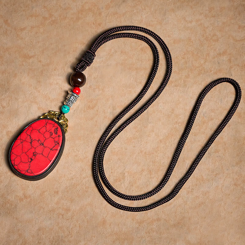 Nimara Ritual Ebony Wood Wisdom Handmade Tribal Oval Necklace