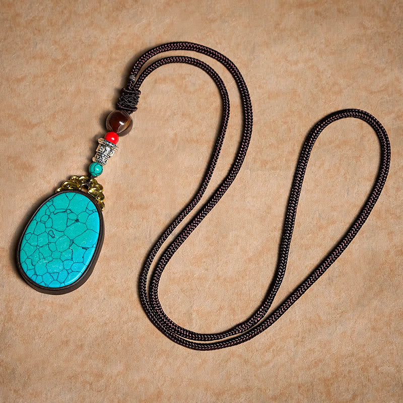 Nimara Ritual Ebony Wood Wisdom Handmade Tribal Oval Necklace