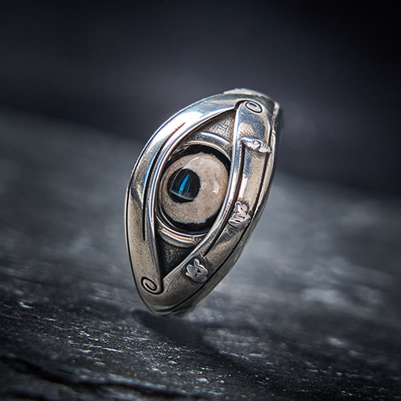 Blessing and Power Copper Dzi Beads Evil Eye Adjustable Ring