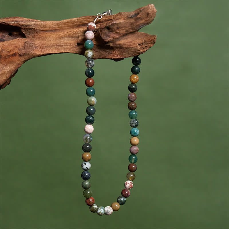 Nimara Ritual Natural Indian Agate Bead Calm Necklace