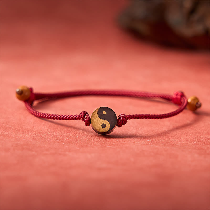 Nimara Ritual Ebony Yin Yang Symbol Peace Colorful String Bracelet