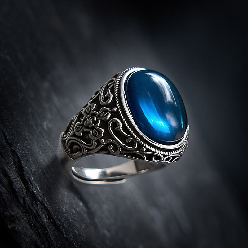 Nimara Ritual Blue Chalcedony Copper Optimism Adjustable Ring