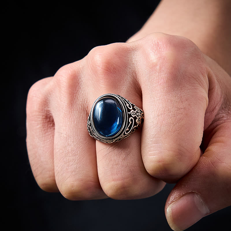 Optimism and Creative Blue Chalcedony Copper Adjustable Ring