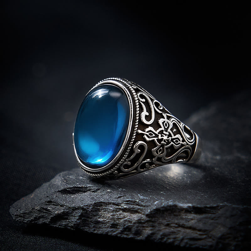 Nimara Ritual Blue Chalcedony Copper Optimism Adjustable Ring