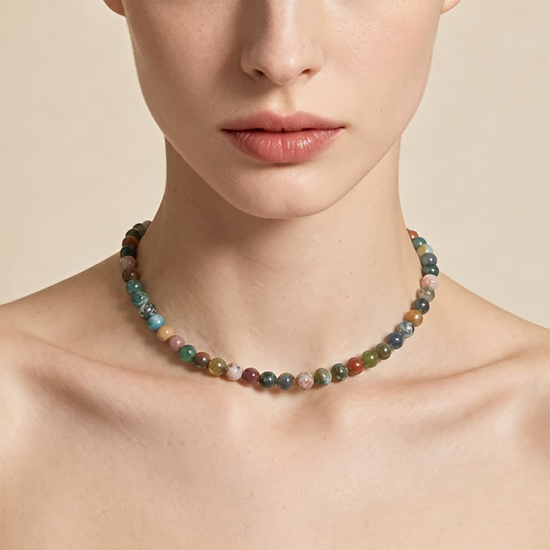 Nimara Ritual Natural Indian Agate Bead Calm Necklace
