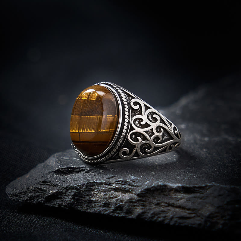 Nimara Ritual Tiger Eye Copper Strength Adjustable Ring