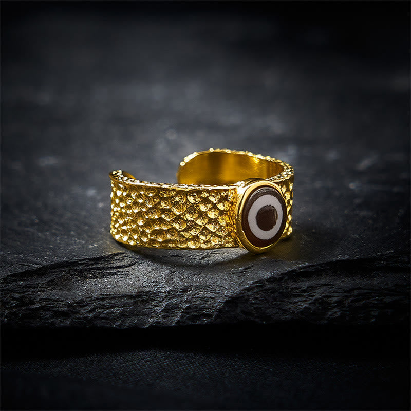 Nimara Ritual Dzi Beads Copper Brass Wealth Ring