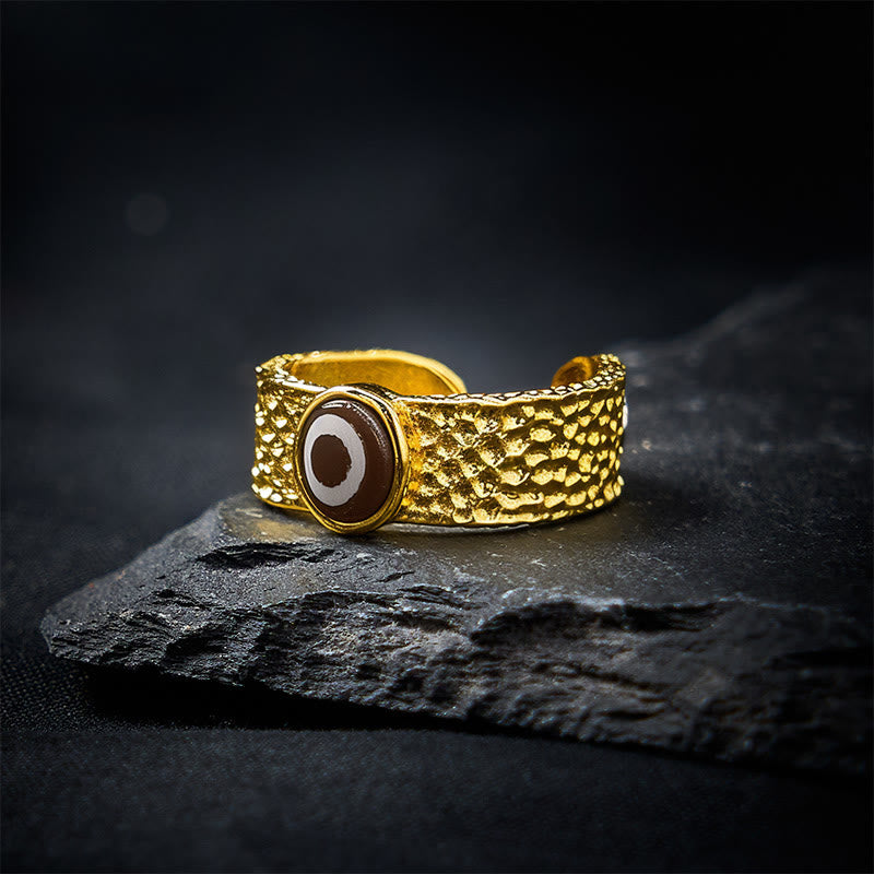 Nimara Ritual Dzi Beads Copper Brass Wealth Ring