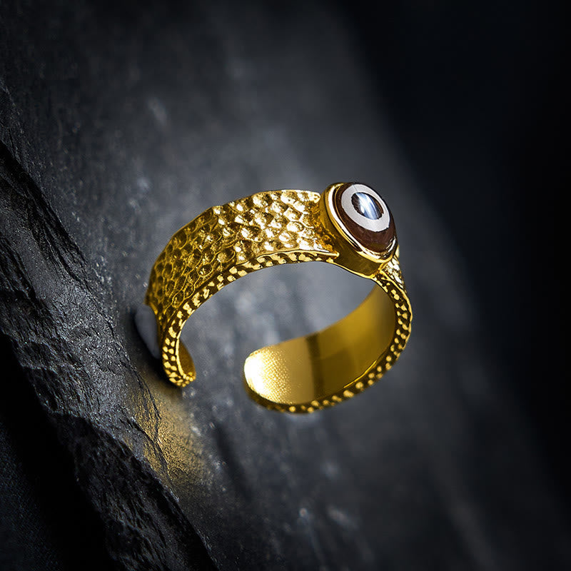 Nimara Ritual Dzi Beads Copper Brass Wealth Ring
