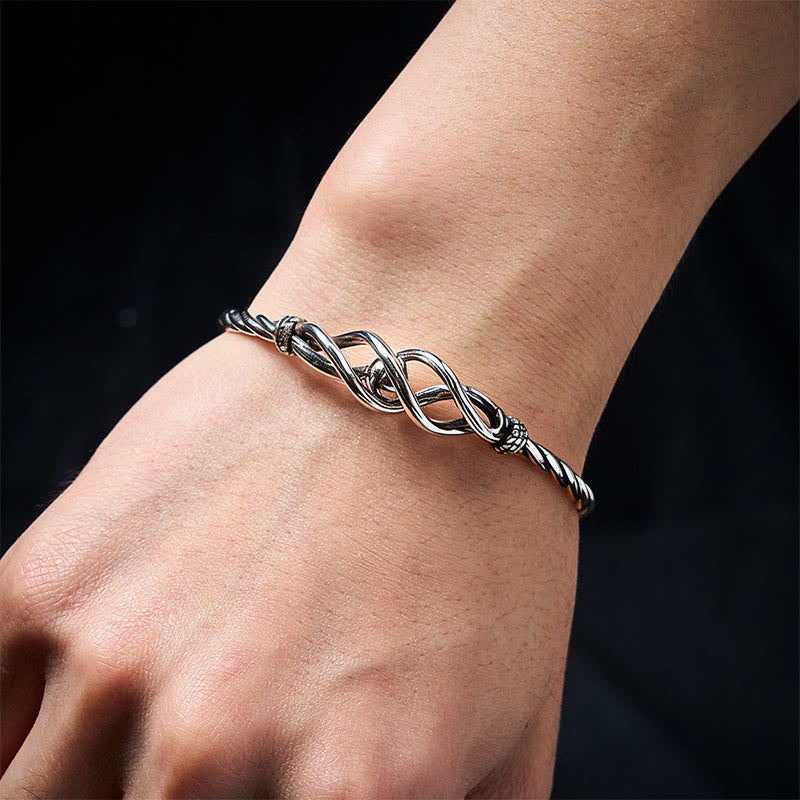 Nimara Ritual Pure Copper Plated With Silver Twisted Cuff Bracelet