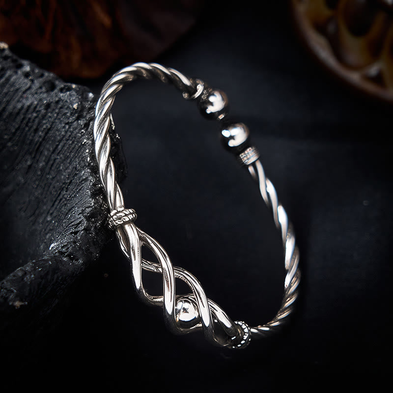 Nimara Ritual Pure Copper Plated With Silver Twisted Cuff Bracelet