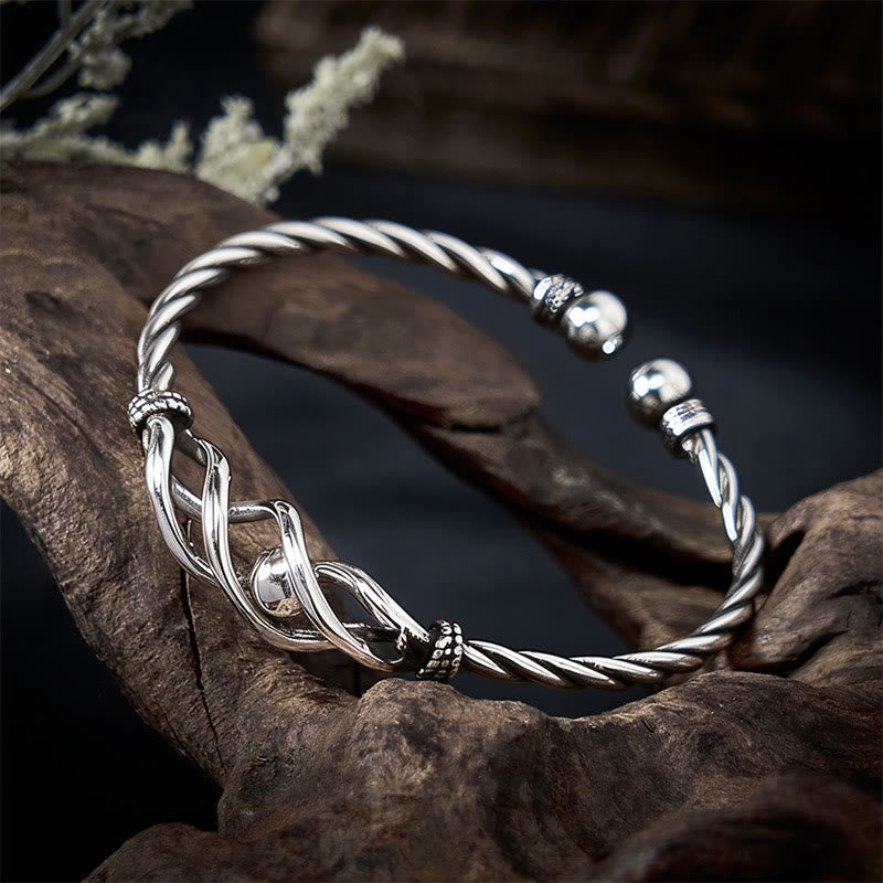 Nimara Ritual Pure Copper Plated With Silver Twisted Cuff Bracelet