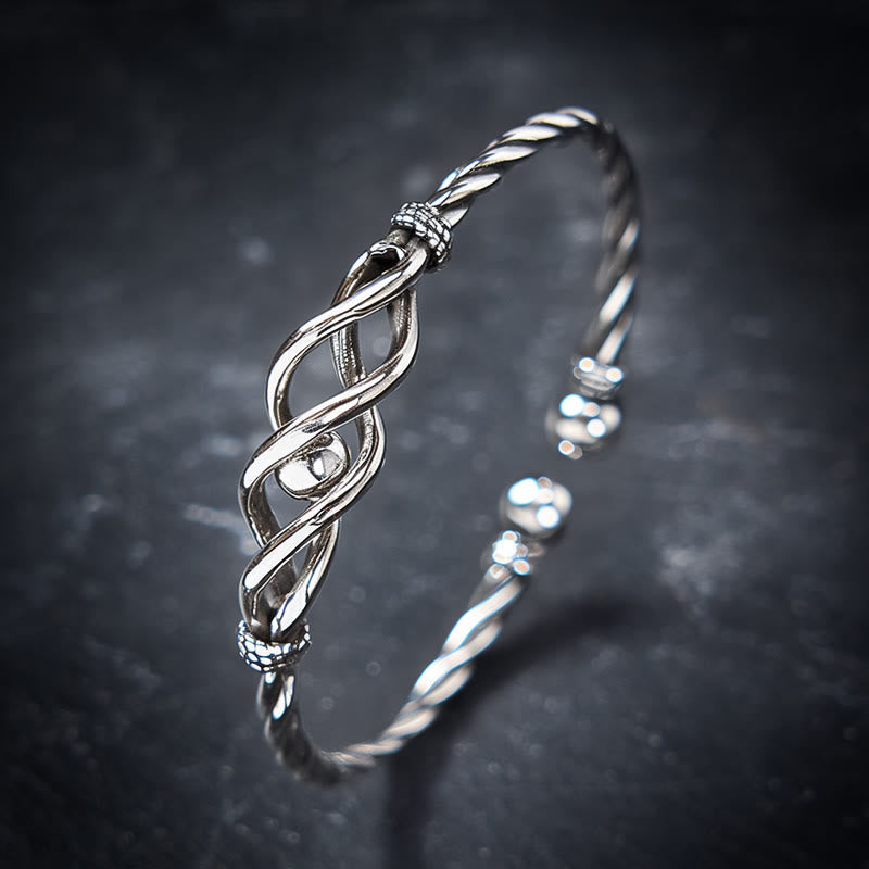 Nimara Ritual Pure Copper Plated With Silver Twisted Cuff Bracelet