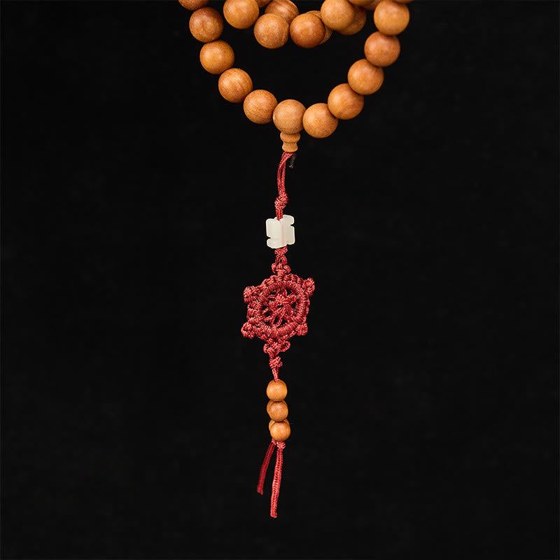 Nimara Ritual Red Sandalwood Blessing Meditation Knotted Round Bead Mala