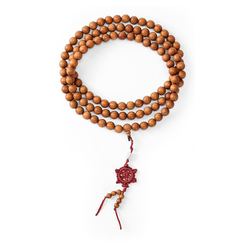 Nimara Ritual Red Sandalwood Blessing Meditation Knotted Round Bead Mala
