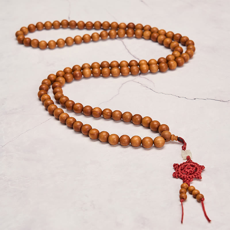 Nimara Ritual Red Sandalwood Blessing Meditation Knotted Round Bead Mala