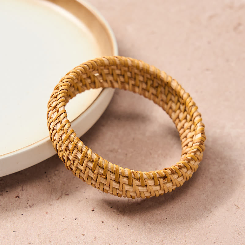 Nimara Ritual Handwoven Rattan Bohemian Resort Wide Bracelet Bangle