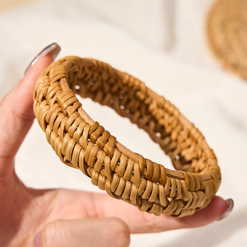 Nimara Ritual Handwoven Rattan Bohemian Resort Wide Bracelet Bangle