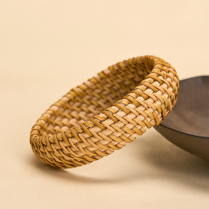 Nimara Ritual Handwoven Rattan Bohemian Resort Wide Bracelet Bangle