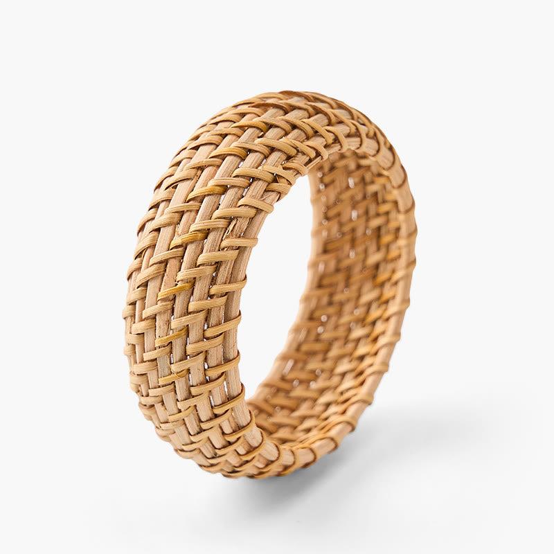 Nimara Ritual Natural Rattan Protection Hand-Woven Boho Wide Bracelet Bangle