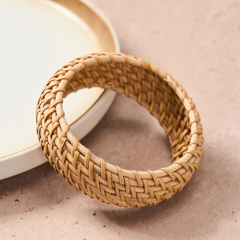 Nimara Ritual Natural Rattan Protection Hand-Woven Boho Wide Bracelet Bangle