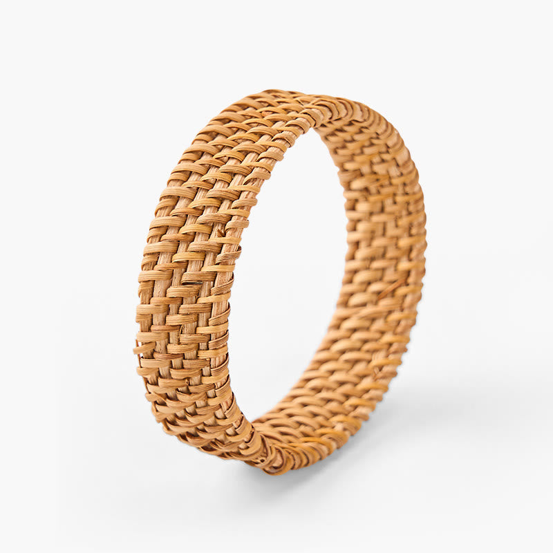 Nimara Ritual Handwoven Rattan Grounding Bohemian Wide Bracelet Bangle