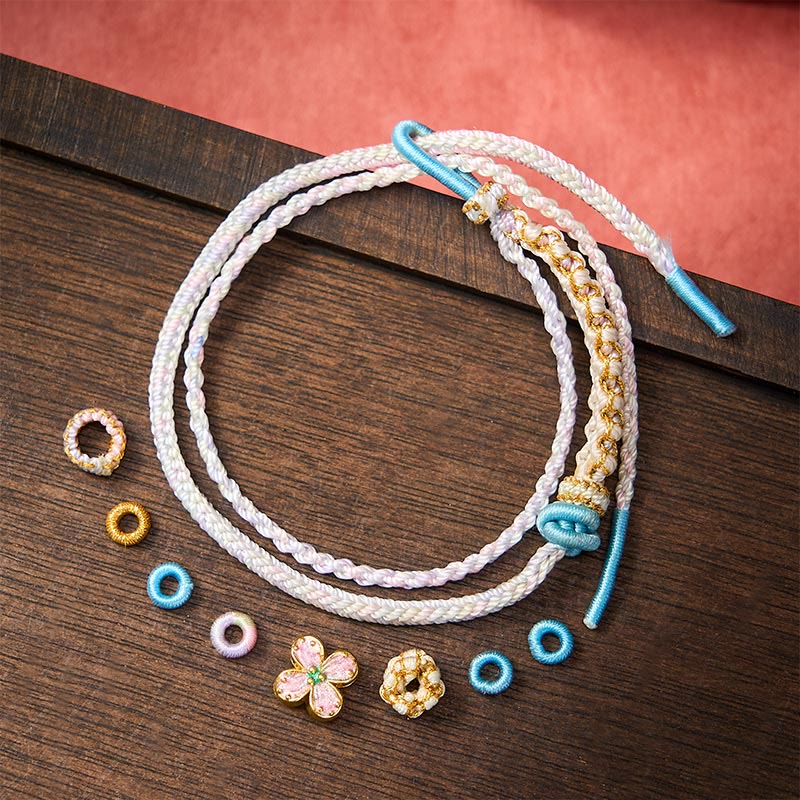 Nimara Ritual Hand-Woven String Peach Blossom Knotting Connection Double Layer Bracelet