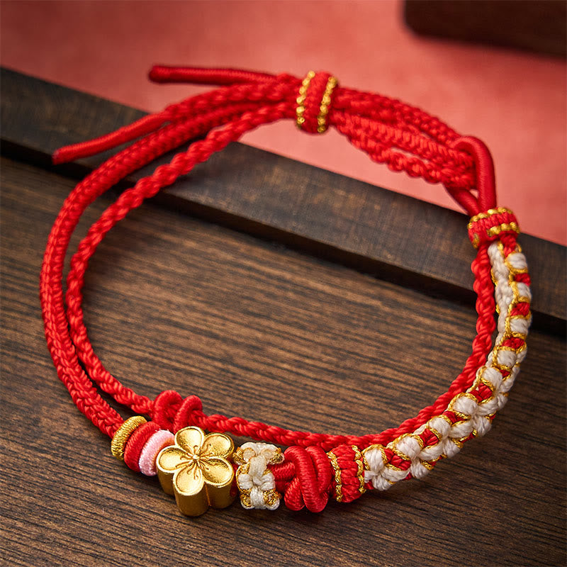 Nimara Ritual Hand-Woven String Peach Blossom Knotting Connection Double Layer Bracelet