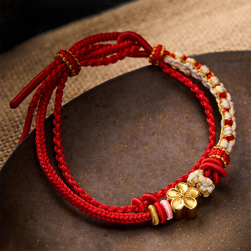 Nimara Ritual Hand-Woven String Peach Blossom Knotting Connection Double Layer Bracelet