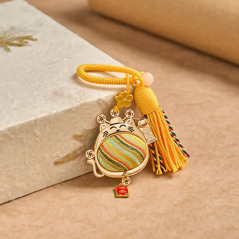 Nimara Ritual Song Brocade Lucky Cat Prosperity Tassel Keychains