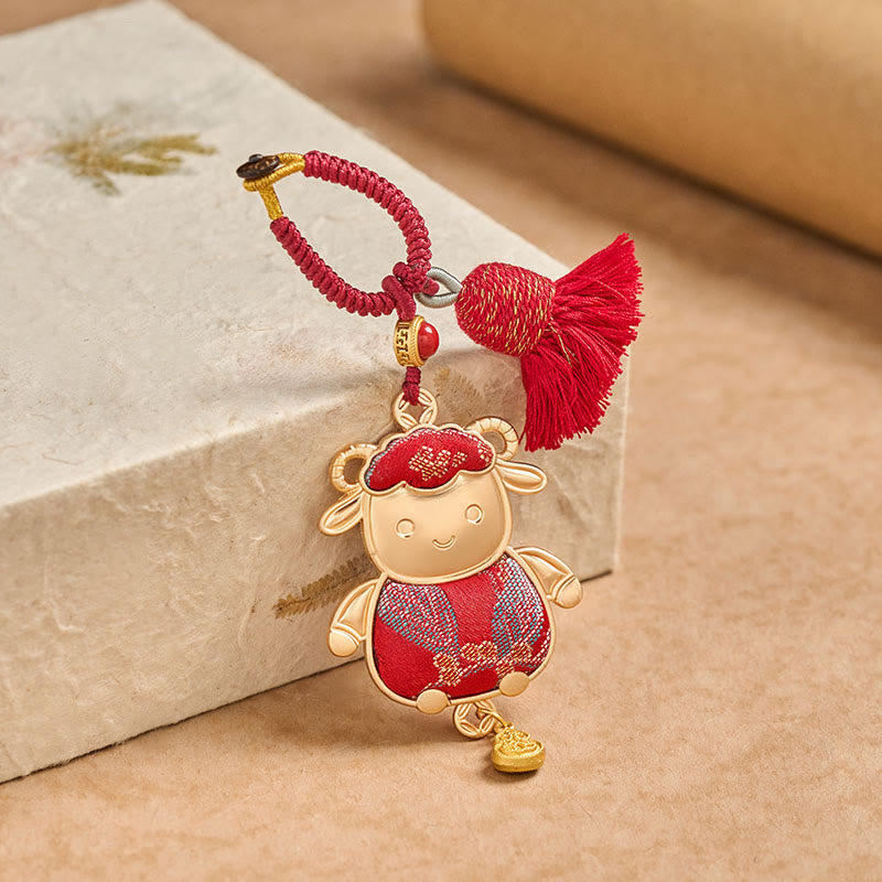 Nimara Ritual Song Brocade Handmade Chinese Zodiac Tassel Lucky Keychain