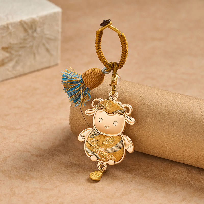 Nimara Ritual Song Brocade Handmade Chinese Zodiac Tassel Lucky Keychain