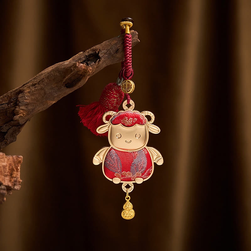 Nimara Ritual Song Brocade Handmade Chinese Zodiac Tassel Lucky Keychain
