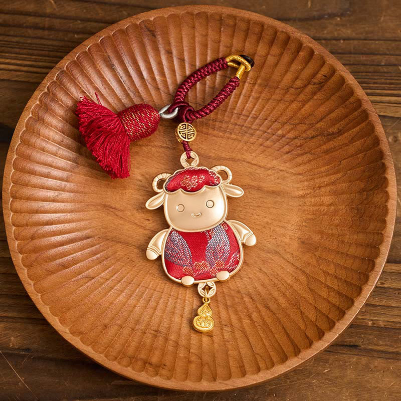 Nimara Ritual Song Brocade Handmade Chinese Zodiac Tassel Lucky Keychain