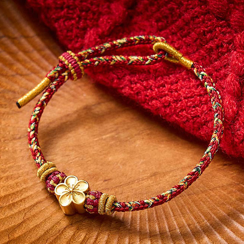 Nimara Ritual Hand-Woven Red String Koi Fish Flower Protection Bracelet