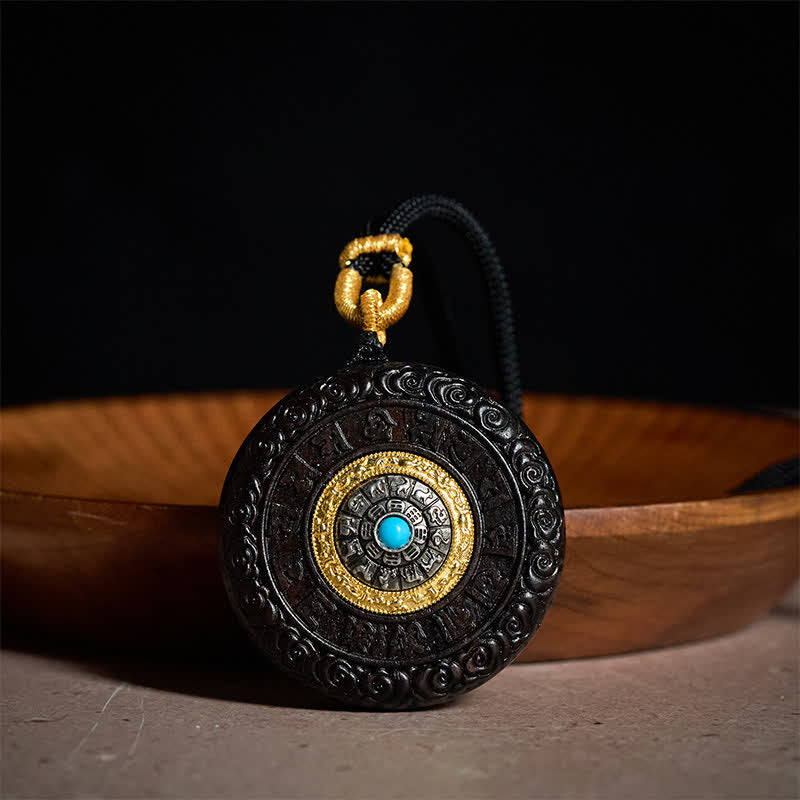 Nimara Ritual Small Leaf Red Sandalwood Ebony Wood Yellow Jambhala Bodhisattva Green Tara Protection Necklace Pendant