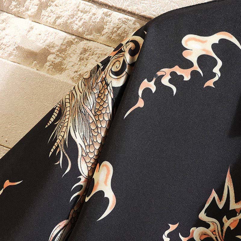 Nimara Ritual Summer Dragon Pattern Buttons Up Men's Short Sleeve Shirts