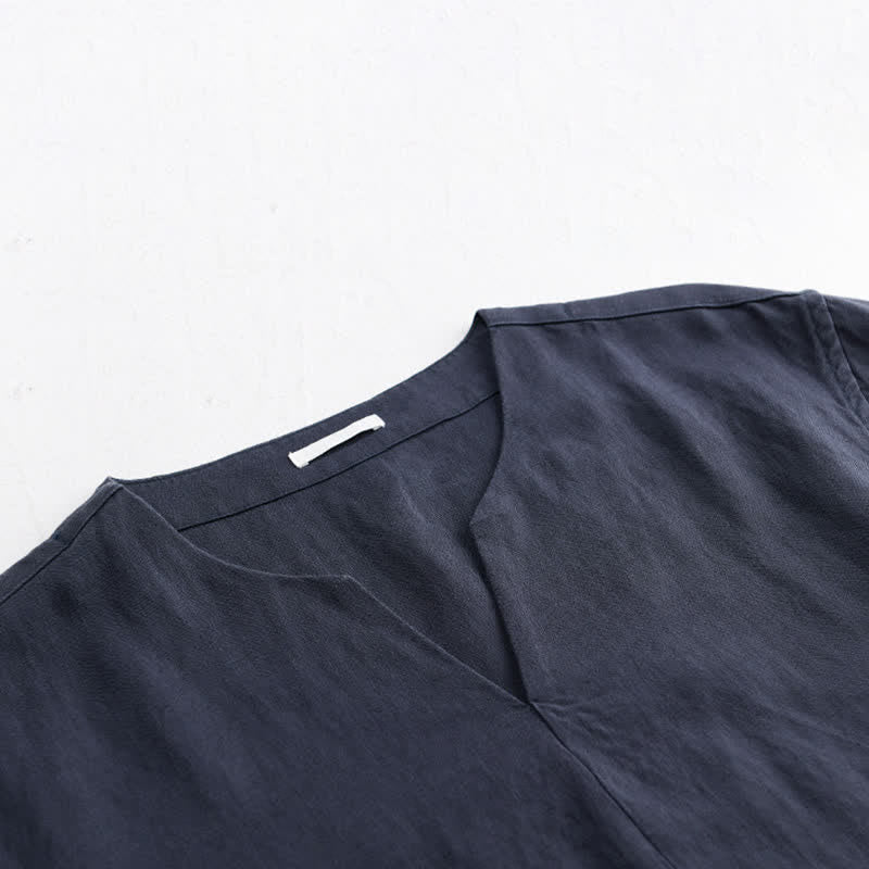 Nimara Ritual Summer Minimalist Solid V-Neck Men's Short Sleeve T-Shirts
