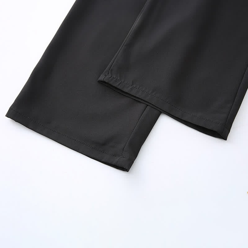 Nimara Ritual 2Pcs Summer Tang Style Casual Ink Painting Mountains Landscape Short Sleeve Shirt Straight Leg Pants Men's Meditation Cloth With Pockets