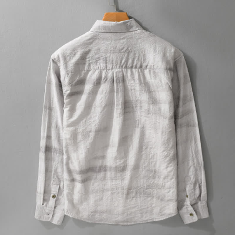 Nimara Ritual Spring Summer Casual Minimalist Button-Up Solid Grey Ink Wash Men's Shirts With Patch Pocket