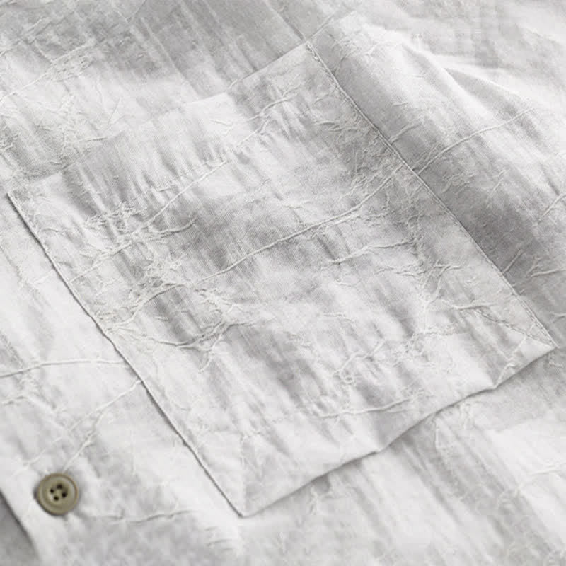 Nimara Ritual Spring Summer Casual Minimalist Button-Up Solid Grey Ink Wash Men's Shirts With Patch Pocket